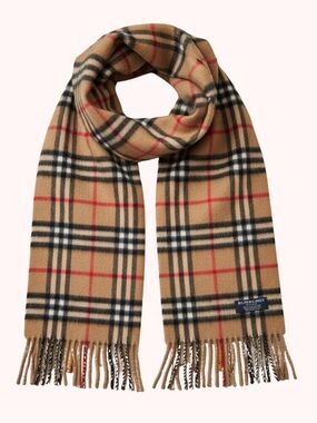 Vintage Burberry Cashmere Nova Check 100% Scarf Made in England Camel